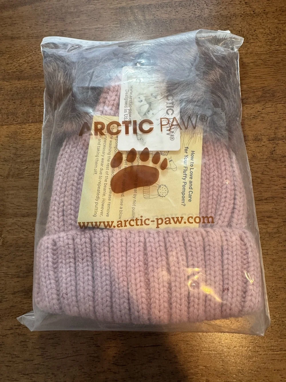 Double Pom Pom Knit Beanie - Pink